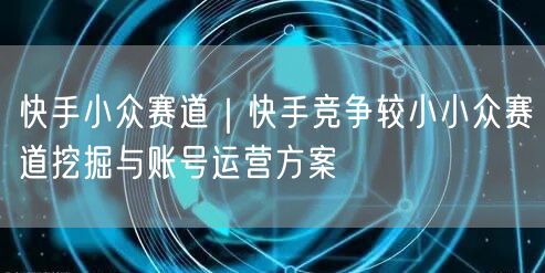 快手小众赛道｜快手竞争较小小众赛道挖掘与账号运营方案