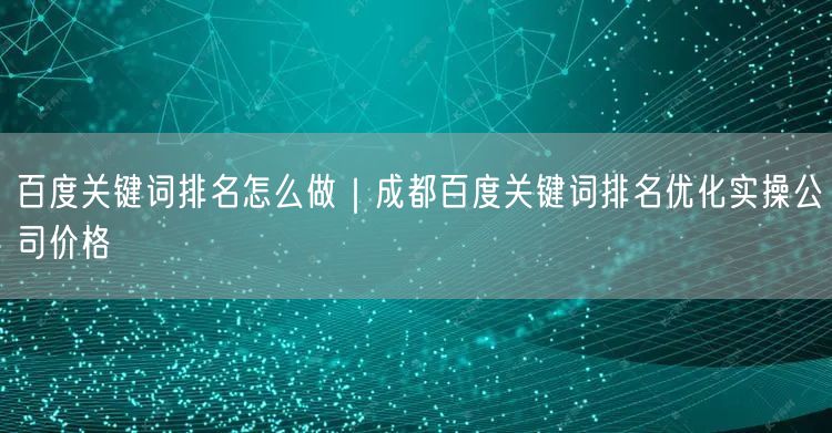 百度关键词排名怎么做｜成都百度关键词排名优化实操公司价格